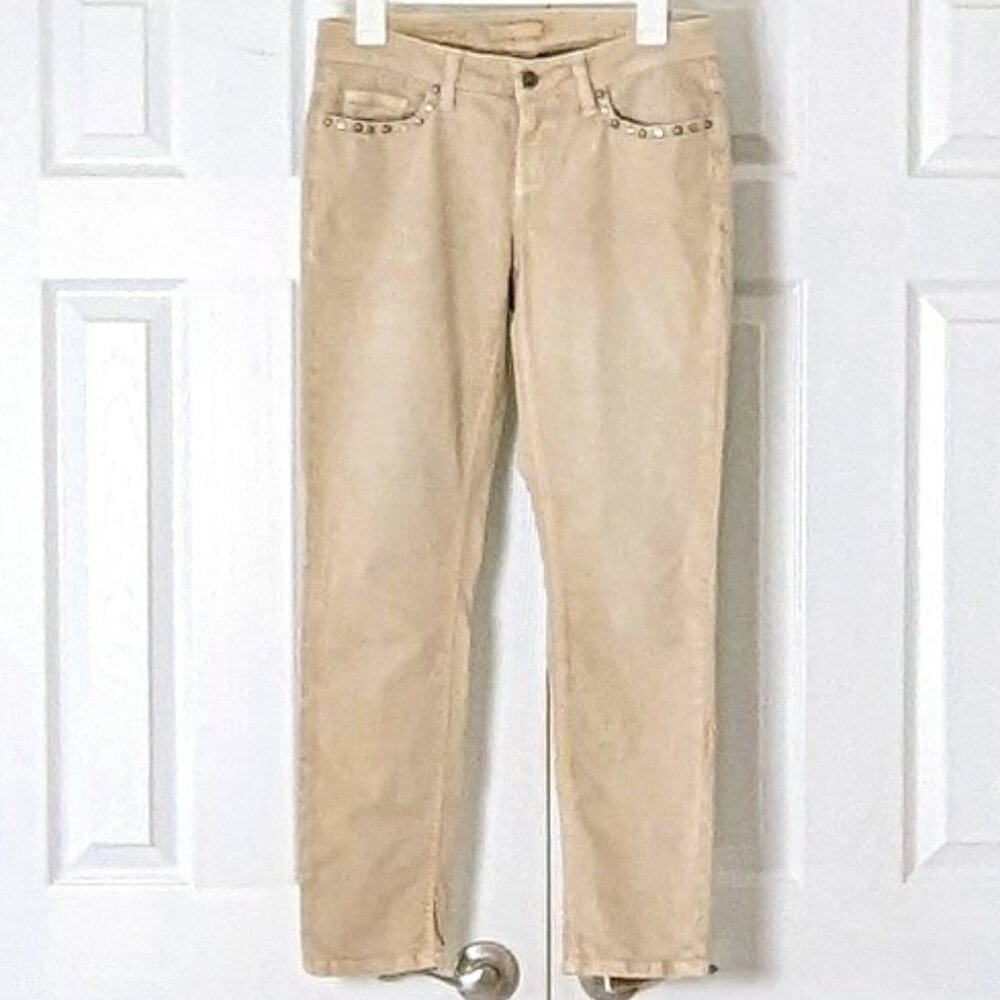 CAMBIO Liu Women's Straight Leg Stud Accent Jeans Size 8 (US) Tan NWOT